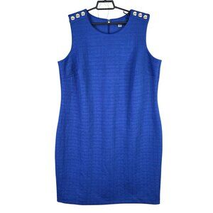 Womens Tommy Hilfiger Blue Sleeveless Sheath Dress Polyester Blend Stretch 18W